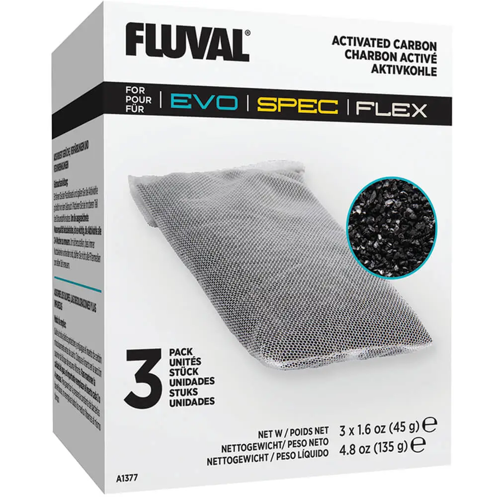 Aktivt Kul 3 stk i pakning til SPEC 3 og Fluval FLEX 34L eller 57L